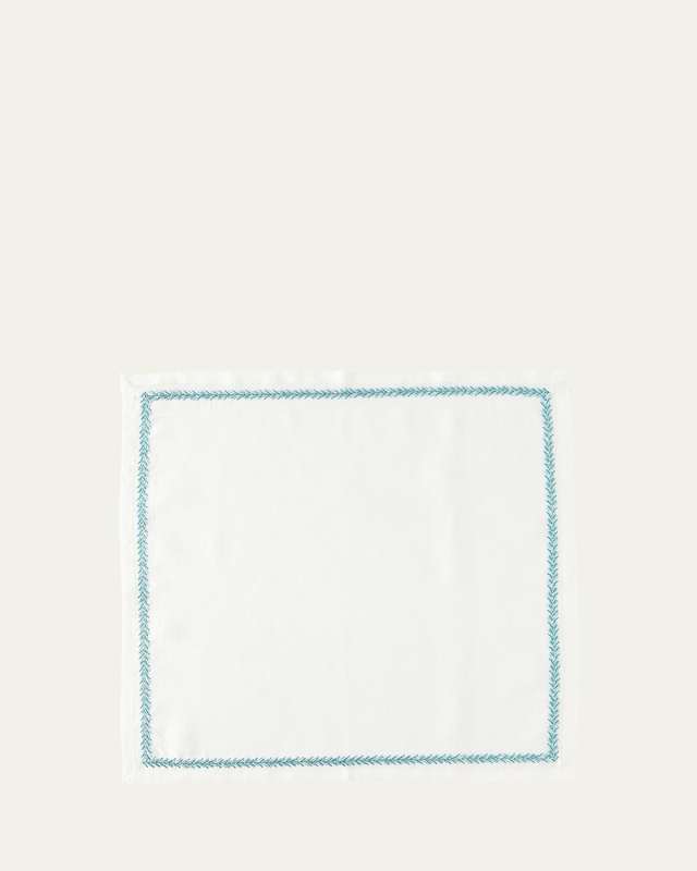 Jardin Napkin, White and Turquoise